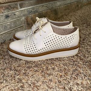 Nine West Elegant White Perforated Leather Loafers